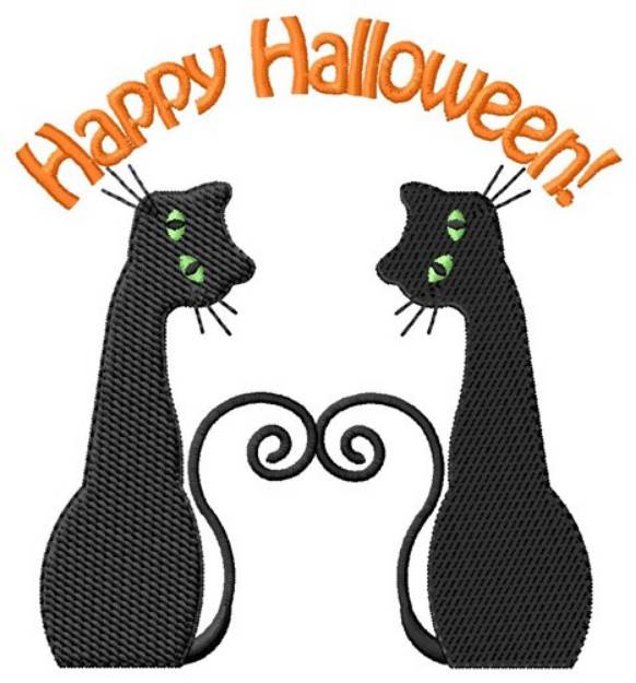 Picture of Happy Halloween Cat Machine Embroidery Design