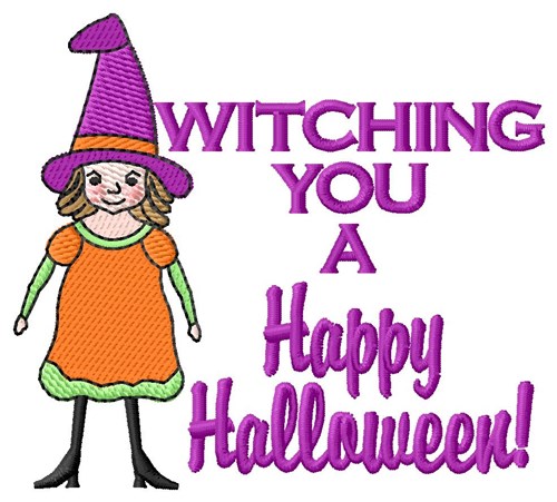 Happy Halloween Witch Machine Embroidery Design