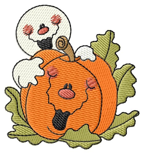 Ghost And Pumpkin Machine Embroidery Design
