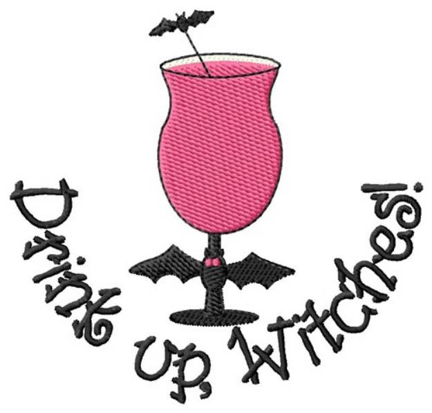 Picture of Witch Bat Drink Machine Embroidery Design