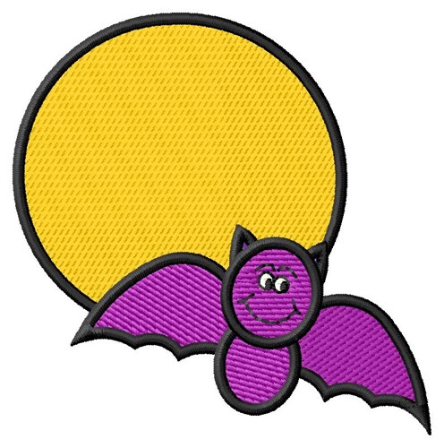 Halloween Moon Bat Machine Embroidery Design