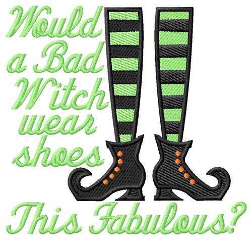 Fabulous Witch Shoes Machine Embroidery Design