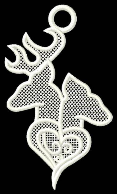 Picture of Deer Heart Ornament Machine Embroidery Design