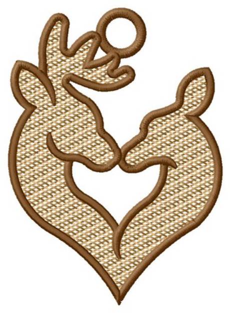 Picture of Deer Kiss Ornament Machine Embroidery Design