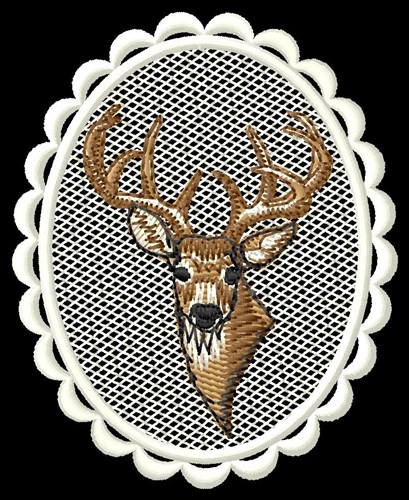 Deer Head Oval Machine Embroidery Design