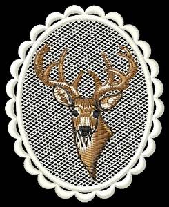 Picture of Deer Head Oval Machine Embroidery Design