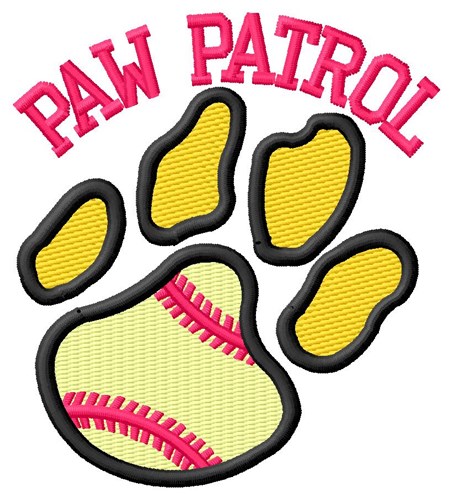Cat Patrol Softball Machine Embroidery Design