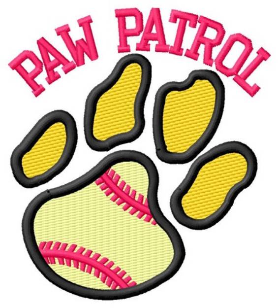 Picture of Cat Patrol Softball Machine Embroidery Design