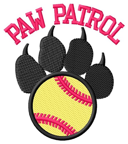 Dog Patrol Softball Machine Embroidery Design