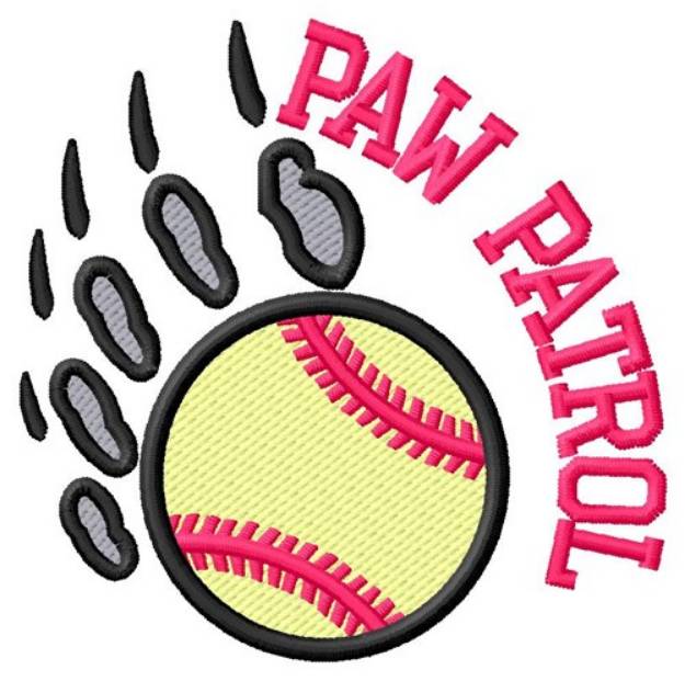 Picture of Bear Patrol Softball Machine Embroidery Design