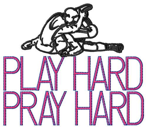 Wrestling Play Hard Machine Embroidery Design