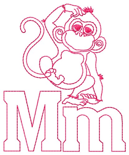 Monkey M Machine Embroidery Design