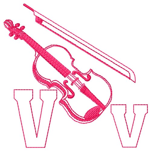 Violin V Machine Embroidery Design
