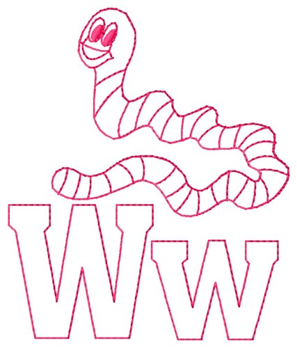 Worm W Machine Embroidery Design