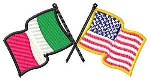 Picture of Italian American Crossed Flags Machine Embroidery Design