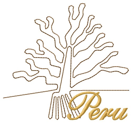 Nazca Lines Tree Peru Machine Embroidery Design