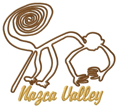 Monkey Nazca Lines Valley Machine Embroidery Design