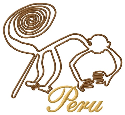 Peru Nazca Lines Monkey Machine Embroidery Design