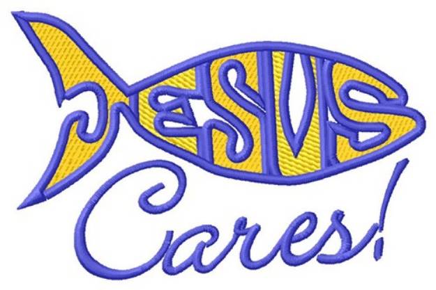 Picture of Jesus Cares Machine Embroidery Design
