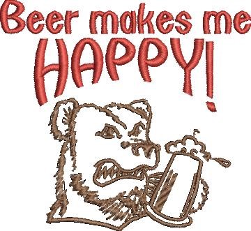 Happy Beer Machine Embroidery Design