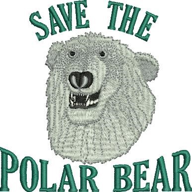 Save Polar Bear Machine Embroidery Design