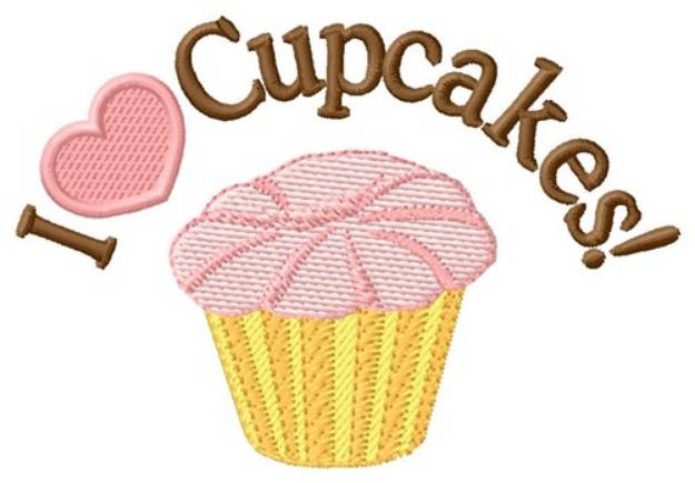 Picture of Love Cupcakes Machine Embroidery Design