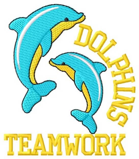 Picture of Dolphins Teamwork Machine Embroidery Design