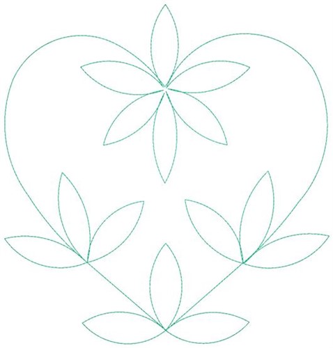 Leaf Heart Outline Machine Embroidery Design