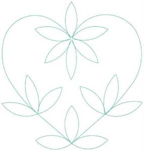 Picture of Leaf Heart Outline Machine Embroidery Design