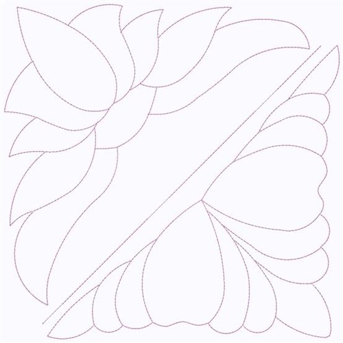 Floral Outline Square Machine Embroidery Design