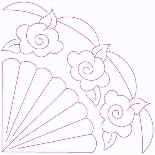 Floral Fan Machine Embroidery Design