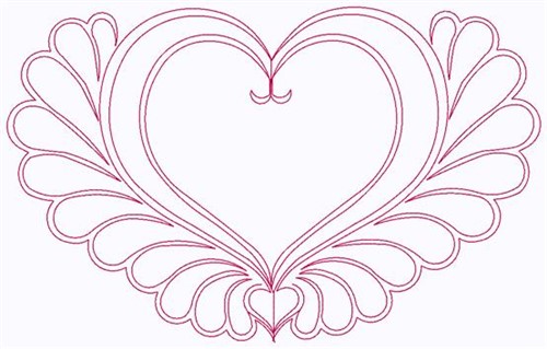 Swirly Heart Outline Machine Embroidery Design