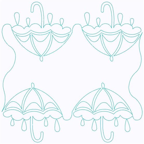 Four Umbrellas Machine Embroidery Design