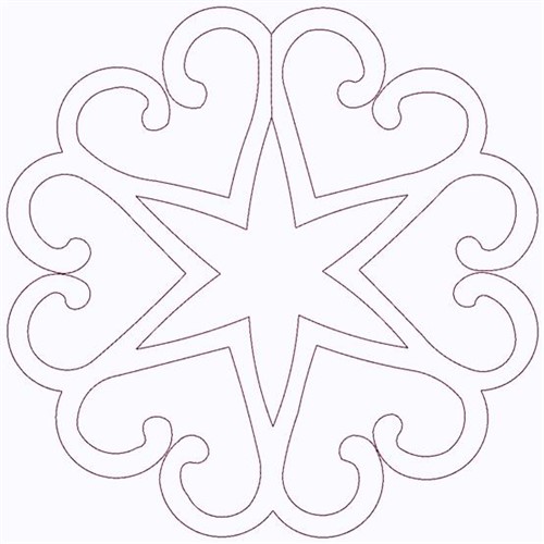 Heart Star Outline Machine Embroidery Design