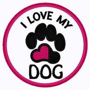 Picture of Love My Dog Patch Machine Embroidery Design