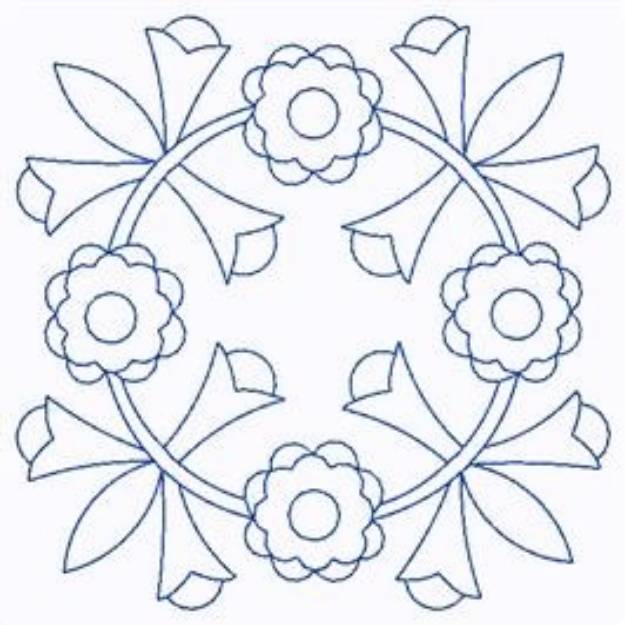 Picture of Scandinavian Flower Circle Machine Embroidery Design