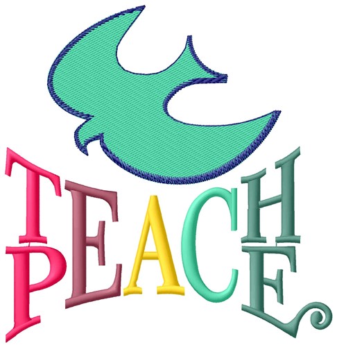 Teach Peace Dove Machine Embroidery Design