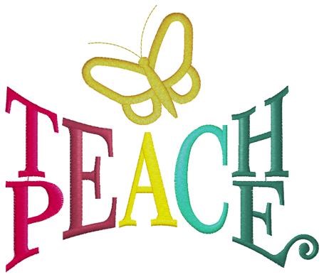 Teach Peace Butterfly Machine Embroidery Design