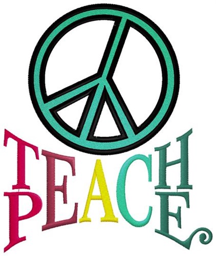 Teach Peace Sign Machine Embroidery Design
