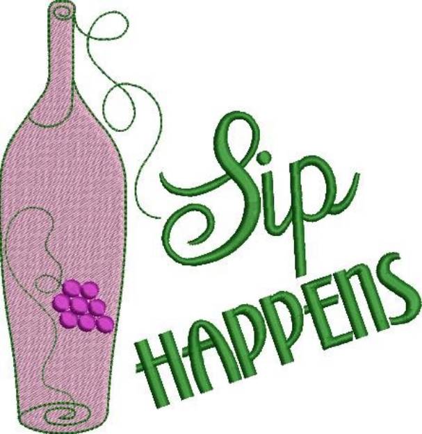 Picture of Sip Happens Machine Embroidery Design