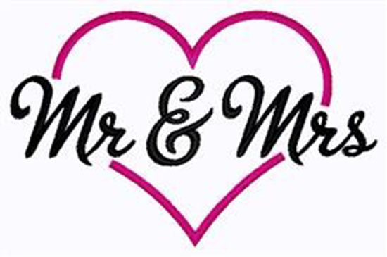 Mr & Mrs Heart Machine Embroidery Design
