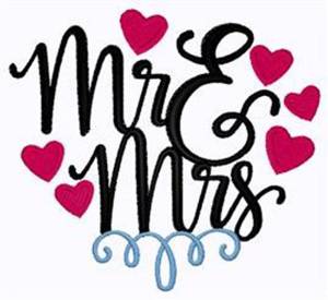 Picture of Mr & Mrs Hearts Machine Embroidery Design