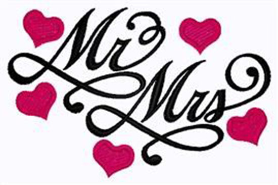 Mr & Mrs Hearts Machine Embroidery Design