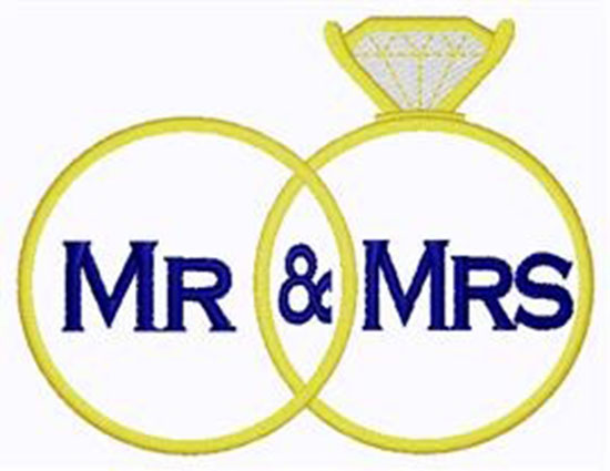 Mr & Mrs Rings Machine Embroidery Design