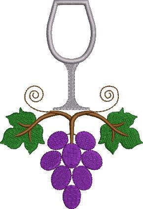 Glass & Grapes Machine Embroidery Design