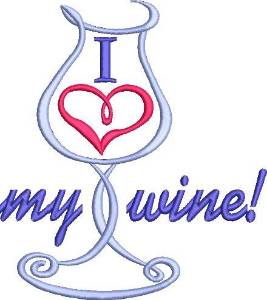 Picture of Love My Wine Machine Embroidery Design
