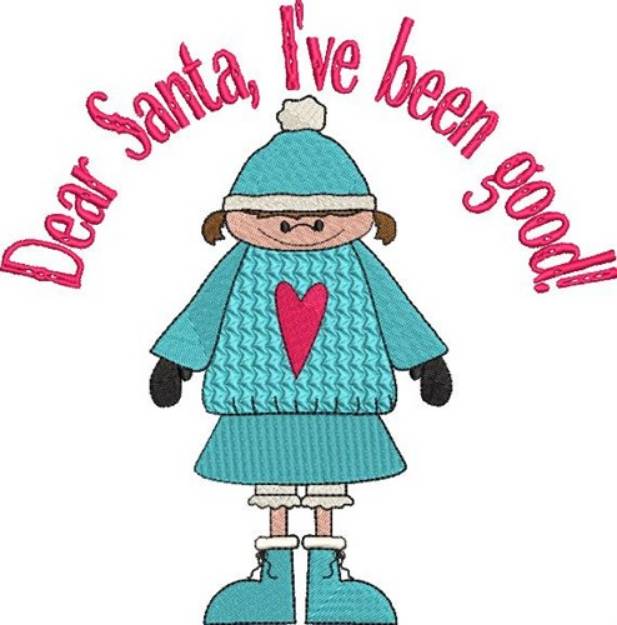 Picture of Good Christmas Girl Machine Embroidery Design