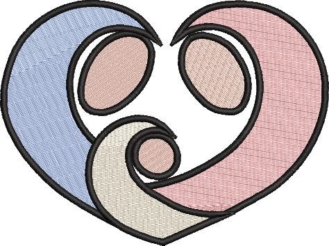 Family Heart Machine Embroidery Design