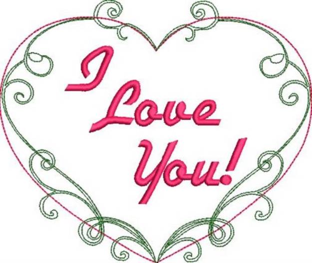 Picture of Valentines Day Scroll Heart Machine Embroidery Design