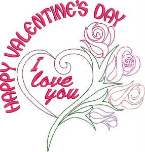 Picture of Happy Valentines Day Outline Machine Embroidery Design